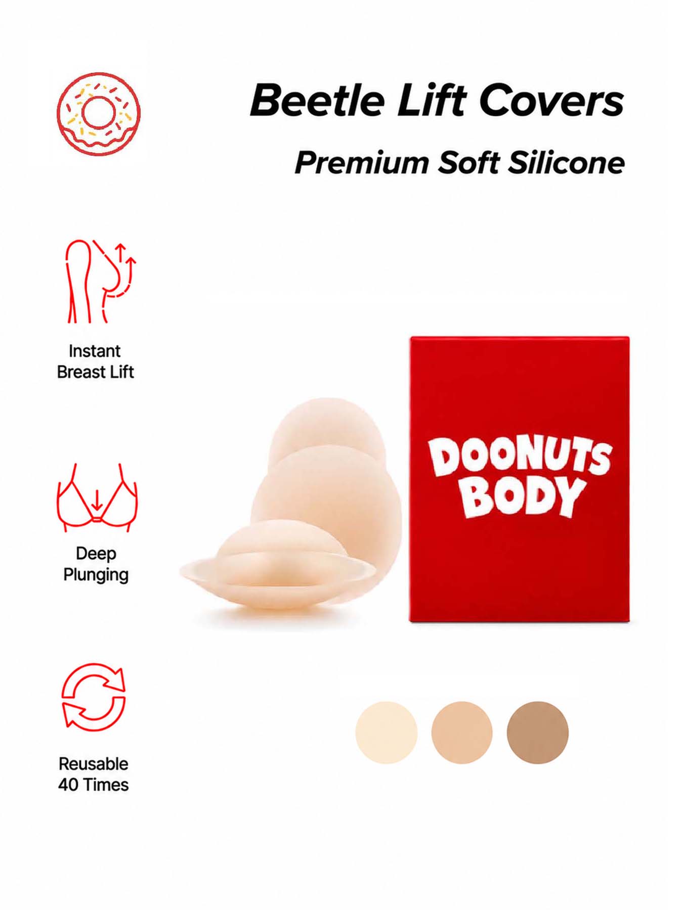 Push Up Bra Silicone - DOONUTS – Adesivos invisíveis para levantar