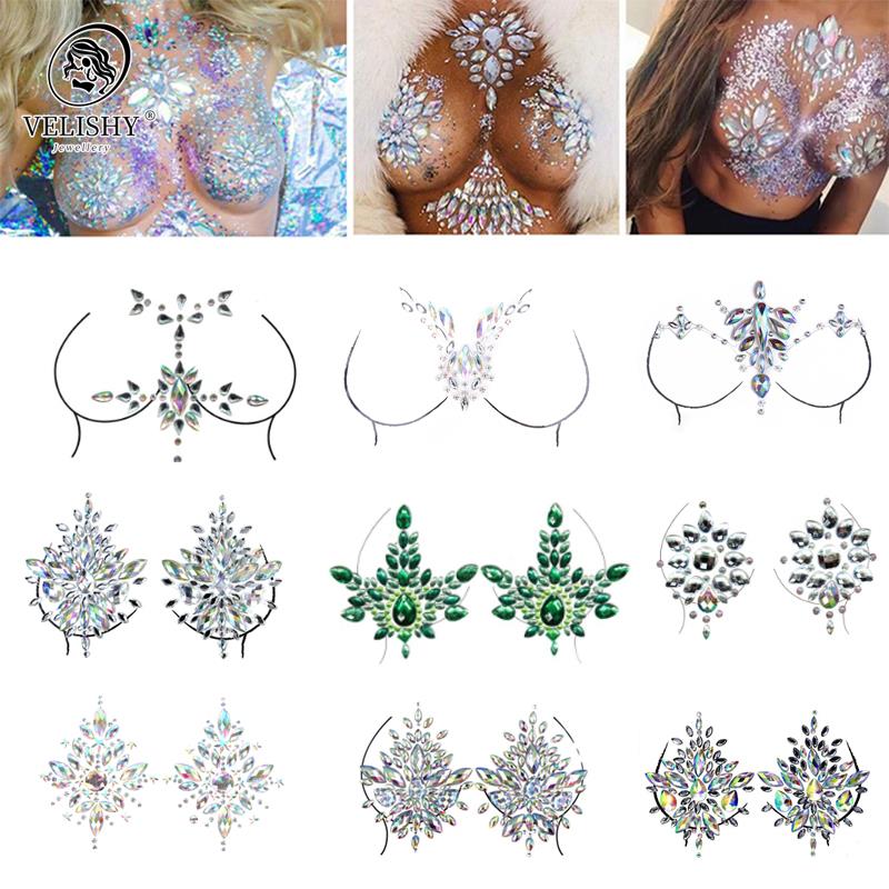 Strapless Bra Adhesive - Acrílico Colorido de Cristal Mama Colar